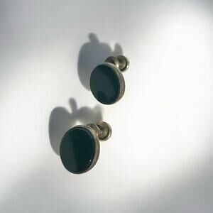 Vintage Black resin oval shaped screw back earrings 1/20 12k